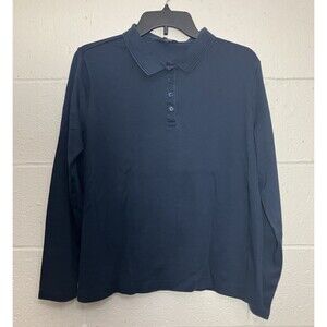 Lands' End Boys Polo Shirt Blue L 14-16 Long Sleeve Uniform School Top